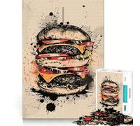 Rompecabezas de 1000 Piezas The Miam Burger Painting Teenagers para Adolescentes, diseño Relajante y de Memoria, Ideal para armar y Decorar la Pared 50x75cm