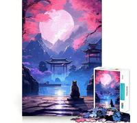 Rompecabezas de 1000 Piezas The Moon Night Cat de Japón para Adolescentes, Juguete para ejercitar la Mente, Actividad para el hogar, artículo de Regalo de Santa Claus de Primera Calidad 38x52cm