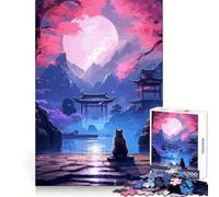Rompecabezas de 1000 Piezas The Moon Night Cat de Japón para Adolescentes, Juguete para ejercitar la Mente, Actividad para el hogar, artículo de Regalo de Santa Claus de Primera Calidad 38x52cm