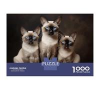 Rompecabezas De 1000 Piezas Three Siamese Cats Rompecabezas para Adultos Juegos Relajantes Decoración del Hogar Cumpleaños Y Navidad 52x38cm/1000pcs