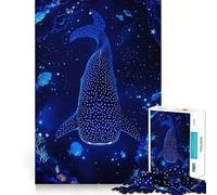 Rompecabezas de 1000 Piezas Tiburón Ballena en el océano Estrellado Juego para ejercitar la Mente Artesanía de Corte experta Un pasatiempo Fascinante para los Momentos de Ocio (50x75cm)