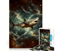 Rompecabezas de 1000 Piezas Tiburón en el Espacio para Adultos Juguete para Pensar, calmar, Relajarse, Arte de Pared con Corte Limpio 50x75cm