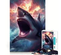 Rompecabezas de 1000 Piezas Tiburón en una tormenta cósmica para Adolescentes Juguete de lógica Clara, fácil de armar, Tiempo Libre, Regalo de cumpleaños 38x26cm
