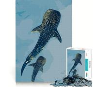 Rompecabezas de 1000 Piezas Tiburones Ballena en Aguas Azules para Adolescentes Juego de concentración Mental Corte de precisión Bordes Lisos Juego Ideal para Rellenar Calcetines navideños (38x26cm)
