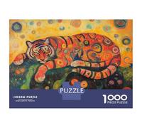 Rompecabezas De 1000 Piezas Tiger Floral Gustav Klimt Rompecabezas para Adultos Juego De Ingenio Carrera De Velocidad De Manos Cumpleaños Y Navidad 70x50cm/1000pcs