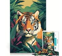Rompecabezas de 1000 Piezas Tiger in Jungle Teenagers Tiger in Jungle Teenagers - Juguete de lógica Resistente - Entretenimiento - Bordes Transparentes - Arte Coleccionable 38x52cm