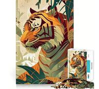 Rompecabezas de 1000 Piezas Tiger in Jungle Teenagers Tigre en la Jungla - Juguete de lógica Resistente - Entretenimiento - Bordes Transparentes - Arte Coleccionable 50x75cm