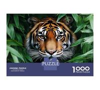 Rompecabezas De 1000 Piezas Tiger Portrait in Lush Green Foliage Rompecabezas para Adultos Juegos Relajantes Análisis Y Lógica Cumpleaños Y Navidad 52x38cm/1000pcs