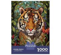 Rompecabezas De 1000 Piezas Tiger Stained Glass Rompecabezas para Adultos Juegos Relajantes Decoración del Hogar Cumpleaños Y Navidad 38x26cm/1000pcs
