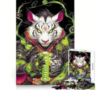 Rompecabezas de 1000 Piezas Tiger White Samurai para Adolescentes Ideal para desarrollar la concentración, Relajarse y Jugar con él Un Regalo Memorable (38x52cm)