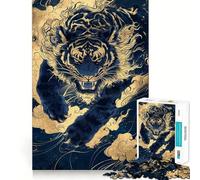 Rompecabezas de 1000 Piezas Tigre Azul Entre Nubes Decoración Elegante y práctica,Regalo Ideal para ejercitar la Mente,Juego de Paz o Pieza de Arte navideña 38x52cm