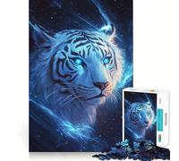 Rompecabezas de 1000 Piezas Tigre Azul Estrellado Pieza de Ajuste, Juguete Creativo y Divertido,Momentos de diversión acogedores,Regalo de decoración de cumpleaños 38x26cm