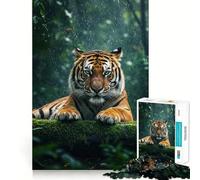 Rompecabezas de 1000 Piezas Tigre bajo la Lluvia para Adultos, un desafío Mental, Ideal para Jugar en Grupo Un Regalo Encantador 38x52cm