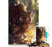 Rompecabezas de 1000 Piezas Tigre Bebiendo Agua en la Jungla para Adolescentes Juguete para desarrollar la Mente Divertido diseño para armar Regalo Elegante 38x52cm