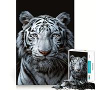Rompecabezas de 1000 Piezas Tigre Blanco con Ojos Azules para Adolescentes Juego Que estimula el Cerebro Encaje Huecos Actividad Relajante para Grupos en Interiores (50x75cm)