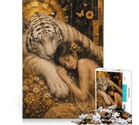 Rompecabezas de 1000 Piezas Tigre Blanco Guardián Eterno Juego práctico Interacción Entre Padres e Hijos Colección de Artistas Bellas Artes 38x26cm