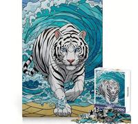 Rompecabezas de 1000 Piezas Tigre Blanco y Ola del Océano para Adolescentes Desarrolla la lógica y la Habilidad Un pasatiempo Relajante Un Montaje preciso Un excelente (38x26cm)