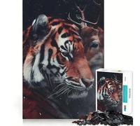 Rompecabezas de 1000 Piezas Tigre de Bengala,Ciervo,Amor,Limpieza,Ajuste,Decoración,Mente Inteligente,Actividad,Tiempo Acogedor,Juego,Diversión, (38x52cm)