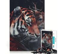 Rompecabezas de 1000 Piezas Tigre de Bengala,Ciervo,Amor,Limpieza,Ajuste,Decoración,Mente Inteligente,Actividad,Tiempo Acogedor,Juego,Diversión, (50x75cm)