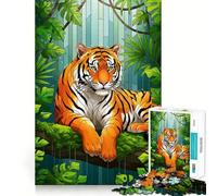 Rompecabezas de 1000 Piezas Tigre descansando en la Jungla para Adultos Ideal para ejercitar la Memoria y Disfrutar del Tiempo Libre Diseño para armar Colección de Arte (38x52cm)
