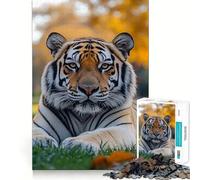 Rompecabezas de 1000 Piezas Tigre descansando en un Campo de Hierba para Adultos Juguete para ejercitar la Mente Diversión Casual Corte de precisión Regalo artístico 50x75cm