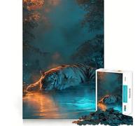 Rompecabezas de 1000 Piezas Tigre descansando Junto al Agua para Adultos Ayuda a Mejorar la Memoria y Calma la Mente Diseño, Montaje y Regalo Creativo (50x75cm)