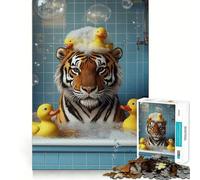 Rompecabezas de 1000 Piezas Tigre en bañera con patitos de Goma para Adultos y Adolescentes Juego Mental para Relajarse Corte preciso 50x75cm