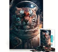 Rompecabezas de 1000 Piezas Tigre en el Espacio para Adultos Juguete para ejercitar la Mente Diversión Casual Corte de precisión Regalo artístico 50x75cm