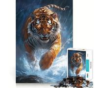 Rompecabezas de 1000 Piezas Tigre en la tormenta para Adultos y Adolescentes Juguete para el Tiempo Libre Decoración de Pared con Bordes precisos 50x75cm