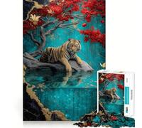 Rompecabezas de 1000 Piezas Tigre Junto al Agua para Adolescentes Juguete para ejercitar la Mente Tiempo de relajación Diseño artístico de Corte preciso 38x26cm