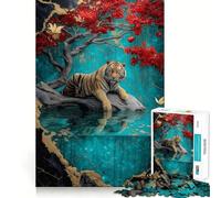 Rompecabezas de 1000 Piezas Tigre Junto al Agua para Adultos Juguete para ejercitar la Mente Diversión Casual Corte de precisión Regalo artístico 50x75cm