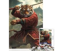 Rompecabezas de 1000 Piezas Tigre Kung Fu Ninja Animal decoración del hogar Juguetes Grandes Regalos y Juguetes Juego práctico descompresión Intelectual tamaño 38x26cm