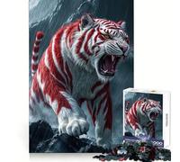 Rompecabezas de 1000 Piezas Tigre Místico Rojo y Blanco para Adultos y Adolescentes Juguete de Habilidad, Relajante y Divertido Bordes Ajustados Regalo Ideal para Festivales (38x26cm)