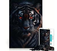 Rompecabezas de 1000 Piezas Tigre Negro con Ojos de Fuego Ideal para decoración,un Reto Mental,un Juego de Paz o una Pieza de Arte navideña 50x75cm