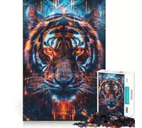 Rompecabezas de 1000 Piezas Tigre Ritual Ancestral para Adultos Entrenamiento Cerebral Divertido,Corte Limpio,componentes Resistentes,Actividad Relajante para la Mente (38x26cm)