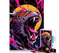 Rompecabezas de 1000 Piezas Tigre rugiente con Detalles Abstractos en Rosa para Adultos Ideal para ejercitar la Memoria y Disfrutar del Tiempo Libre Diseño para armar Colección de Arte (38x26cm)