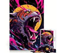 Rompecabezas de 1000 Piezas Tigre rugiente con Detalles Abstractos en Rosa para Adultos Ideal para ejercitar la Memoria y Disfrutar del Tiempo Libre Diseño para armar Colección de Arte (38x26cm)