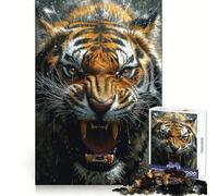 Rompecabezas de 1000 Piezas Tigre rugiente en Primer Plano para Adultos Juguete de lógica Fina para el Tiempo Libre Arte de Bordes limpios y Coleccionable (38x26cm)