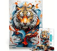 Rompecabezas de 1000 Piezas Tigre Valiente,Corte Suave,Juego Creativo,Juguete para Momentos de Ocio y relajación, (50x75cm)