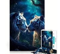 Rompecabezas de 1000 Piezas Tigre y Tigresa Enamorados para Adolescentes Mejora la Memoria Divertido y Relajante Bordes Afilados 50x75cm