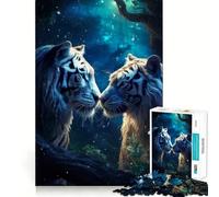 Rompecabezas de 1000 Piezas Tigre y Tigresa Enamorados para Adultos Juguete de ingenio para Jugar en Interiores Diseño artístico de Bordes precisos Coleccionable 38x26cm