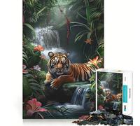 Rompecabezas de 1000 Piezas Tigres en la Selva para Adolescentes Juguete Inteligente para Fortalecer los Lazos Familiares Piezas de colección con Corte preciso 38x52cm