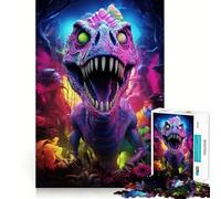 Rompecabezas de 1000 Piezas Tiranosaurio Terror Corte Preciso Decoración Juego Mental Regalo Juego Relajante Tiempo de Juego Actividad de Cumpleaños (38x26cm)