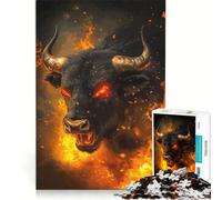 Rompecabezas de 1000 Piezas Toro Ardiente, Juego Imposible, Corte de Precisión, con Piezas de Formas Alámbricas Que Encajan Completamente 50x75cm