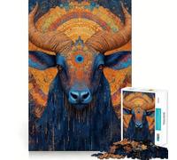 Rompecabezas de 1000 Piezas Toro Azul con Tercer Ojo,Piezas de Ajuste preciso,Juguete Creativo y Divertido,Momento Acogedor y Divertido,Regalo de cumpleaños 50x75cm