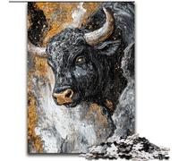 Rompecabezas de 1000 Piezas Toro de Oro Negro para Adultos y Adolescentes, Juego Educativo, Ideal para Decorar el hogar y el Escritorio 50x75cm