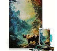 Rompecabezas de 1000 Piezas Toro en un Bosque místico,Piezas de Corte Limpio,Juguete para desarrollar la Capacidad cognitiva,diversión para Momentos de Calma,decoración navideña (38x52cm)