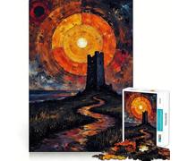 Rompecabezas de 1000 Piezas Torre bajo un Cuerpo Celeste, Pintura, Bordes definidos, decoración, Juego cognitivo, Juguete, Tiempo Libre, Divertido, (50x75cm)