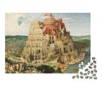 Rompecabezas de 1000 Piezas Torre de Babel con Paisaje de ruinas de Piedra Antiguas. Juego Educativo para Adultos. Decoración del hogar. Difícil. Regalo de cumpleaños. 38 x 26 cm / 1000 Piezas.