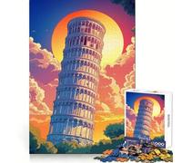 Rompecabezas de 1000 Piezas Torre de Pisa al Atardecer Italia para Adolescentes Ideal para Practicar la lógica divertirse fácilmente y Disfrutar de Sus Bordes limpios Un Regalo significativo